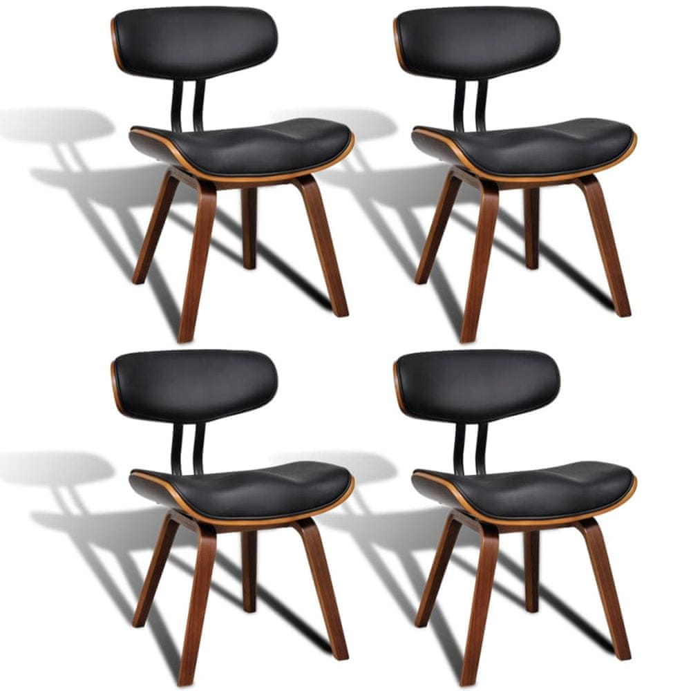 Vidaxl Jedálenské stoličky 4 ks, ohýbané drevo a umelá koža
